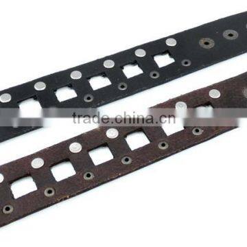 Cool Rock Leather Skull Bracelet Button Adjustable photo-3