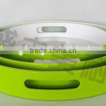 3pcs Bi-colors 100%melamine round tray with handles