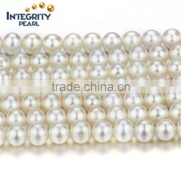 Natural freshwater loose pearl strands AAA near round white loose pearl string