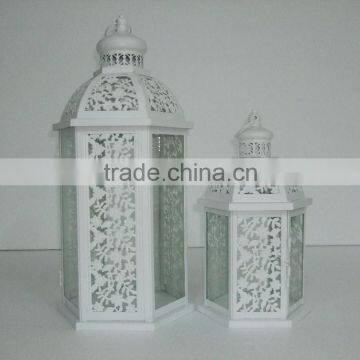 Garden steel lantern white color