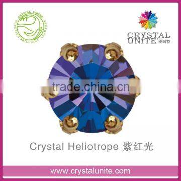 Crystal Unite Lead Free Chaton in Crown Setting, Crystal Heliotrope