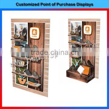 New Design Wall Mounted Wooden Mdf Women Shoe Display Rack