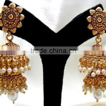 Polki Double Jhumka Earrings