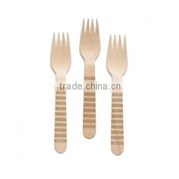 Wholesale YIWU PARTYSUPPLIER 12 Gold Striped Wooden Forks 16cm Pack of 12