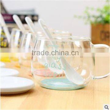 High Borosilicate Material Creative Fruit Glass Cup With Ceramic Spoon and Lid for Restaurant photo-5