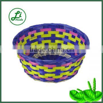 colorful round bamboo basket