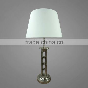 Metal Base And Body In Satin Nickel Finish With Fabric Lampshade Hotel Table Light Bedside Table Lamp Study Table Light