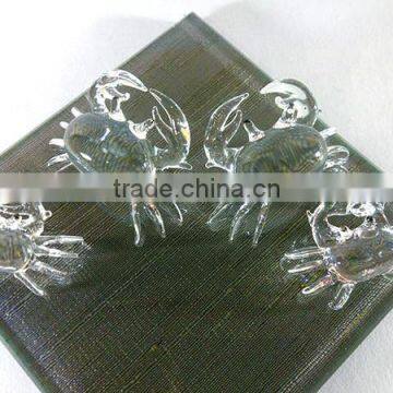 Crystal Crab Family Handmade Clear Blown Art Glass Figurines Miniature Home Decor / Animal Collection