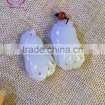 fashion design white jade stone crafts pendent magnolia flower pendent