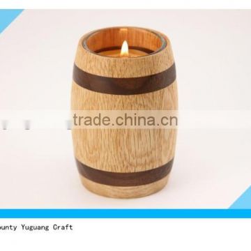 small pine Wooden Barrel for packing Glass Candle Holder