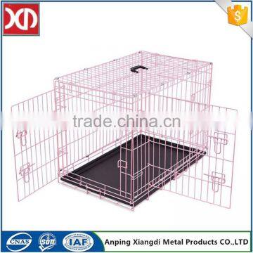 Color foldable dog cage sale cheap with two doors