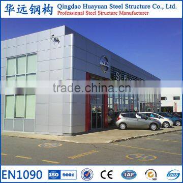 Light steel structure 4S car exhibition center hall made in China