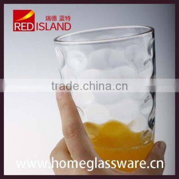 9oz dot embossed glass cup from china