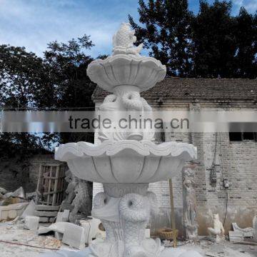 Fish Carved White Marble Garden Fountain photo-2