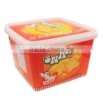 2.5L Rectangular IML Plastic Cookie Box With Printing,Cheap Biscuit Container Packaging Suppliers, Food Grade Big Containers Wit photo-2