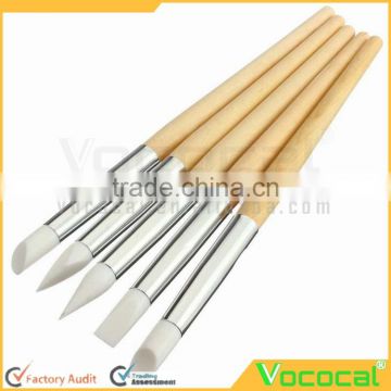 5 Pcs DIY Silicone Head Wooden Handle Nail Art Carving Painting Design Gel Brush Pen Nail Art Salon Tool Set