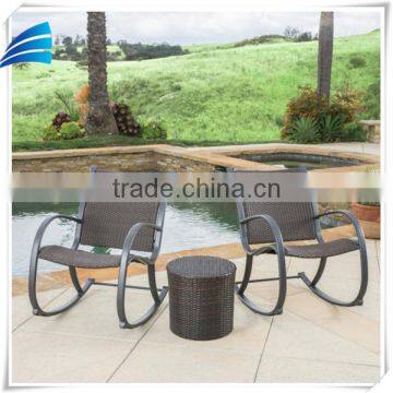 Outdoor 3Pc Wicker Rattan Rocking Chair Chat Set