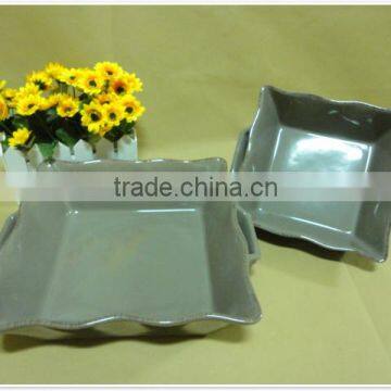 Wholesale Daily Use Colored Square Porcelain Cute Bakeware With Two Handle photo-3