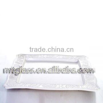 Embossed Elegant Design White Hand Made Ceramic Plates Printing