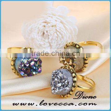 China factory direct wholesale druzy rings amethyst jewelry