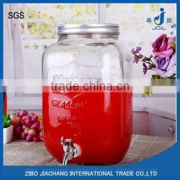 8L Yorkshire embossed beverage juice glass bottle with tap