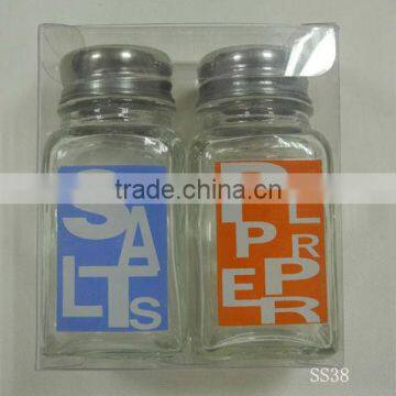 spray colored mini clear square glass spice jar with metal lid