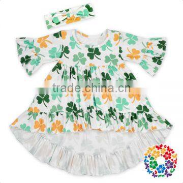 Front Short Back Long Ruffle Hem Half Sleeve Tiger Printed Fabrics Baby Girls Ruffle Tops photo-2