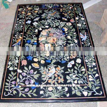 Black Marble Inlay Table Top, Inlay Marble Table Top