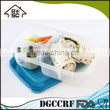 3 Compartment Plastic Lunch Box With Lid Reusable photo-2