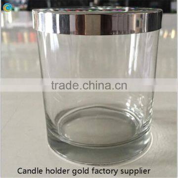 Stainless steel lid clear candle jar