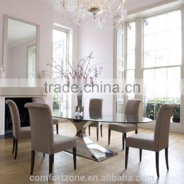 A8087 Reduced designs strong frame oval glass top dining table for family