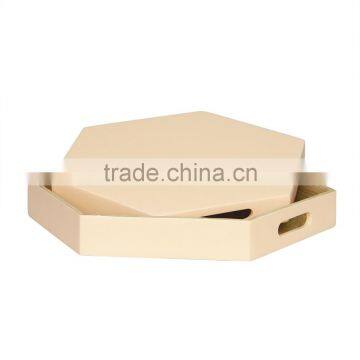 Hexagon Colored Lacquer Serving Tray, Spun Bamboo Tray photo-5