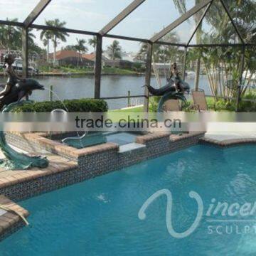 Outdoor Decoration Metal Craft Bronze Dolphin Statues for Swimming Pools photo-5