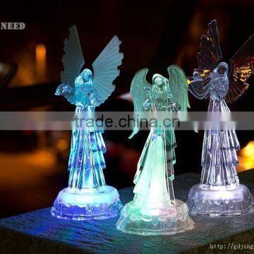 LED Acrylic christmas angel with instrument figurines