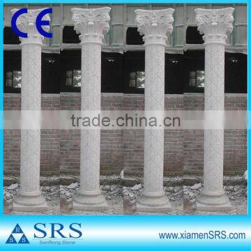 Indoor solid decorative White carved marble pillar