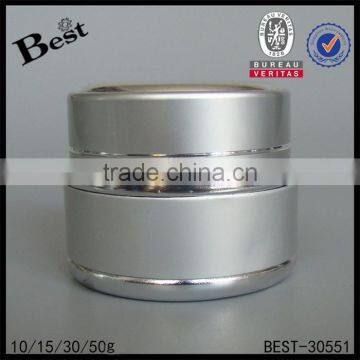 10/15/30/50g Silver Aluminum Cream Jar Face Cream Aluminum Cream Jar With White Glass Inner Jar photo-5