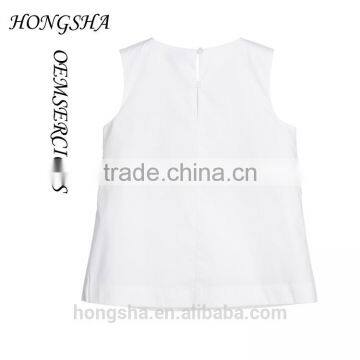 Fashion Baby Girls White & Navy Blue Ruffled Cotton Cutting Blouse Designs HST7741 photo-2