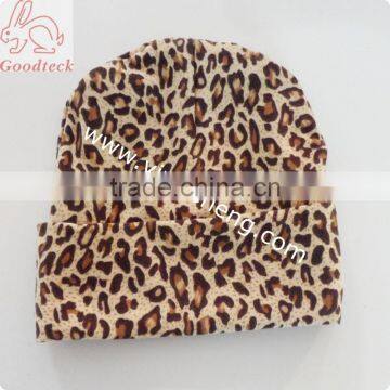 Wholesale hot sale Cotton baby hat, cotton baby caps leopard print fabric hat