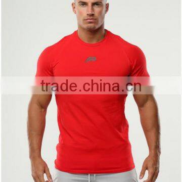 Hot Sale Men's Gym Fitted T-Shirt Raglan Short Sleeve Fitness T Shirt 95% Cotton 5% Spandex Workout T Shirt Bodybuilding T Shirt