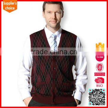 New design cashmere sweater men knitting vest sleeveless cashmere vest