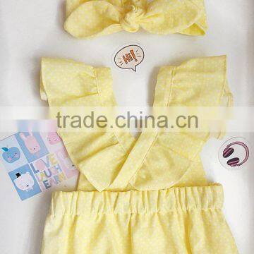 Wholesale Chinese Supplier Baby Cotton Bodysuit Infant Girls Polka Dot Ruffle Sleeveless Handmade Romper photo-2