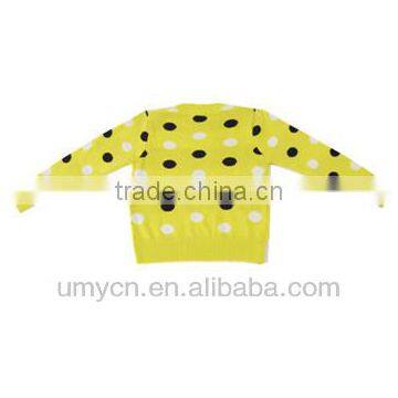 Girl's Cotton Allover Polka Dot Jacquard Long Sleeve Pullover Sweater photo-2