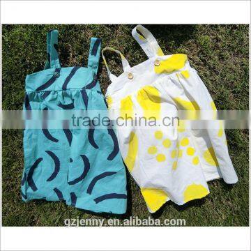 Fashion Girls Casual Blue and Yellow Sleeveless Clothing Cotton A Line Kid Dress