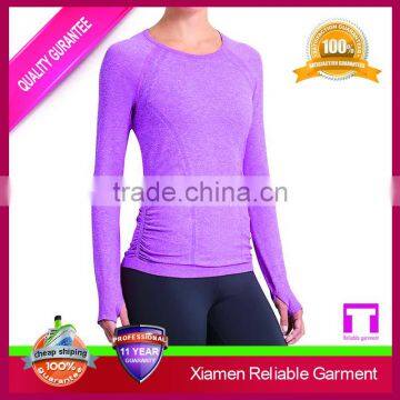 Blank purple wholesale long sleeve women dry fit sport t shirts