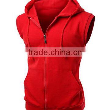 OEM New Design Cotton Plain Wholesale Sleeveless Hoodie Women Vest With Pocket photo-4