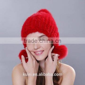 2015 Winter Natural Mink Fur Caps Genuine Mink Fur Knitted Hat Fashion Women Headwear