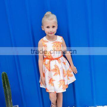 S17623A Girl Maple Leaf Painting Kids Dresses for Girls Clothes