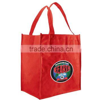 Econo Grocery Tote Bag - features 18" double-stitched reinforced handles, black plastic bottom insert and comes with your logo.