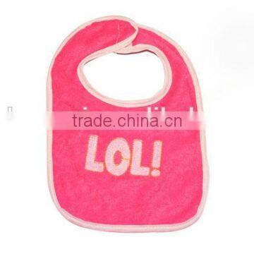 2016 China supplier embroidered letter baby bibs 100% cotton