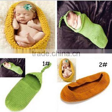 Photography prop Crochet baby swaddle cocoon baby sleeping bag knitted baby hat photo prop